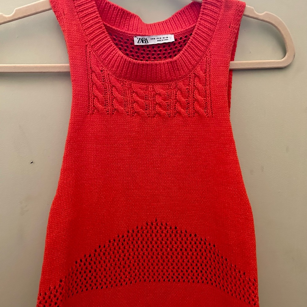 NEVER WORN size S Zara mini dress, bright red/orange!